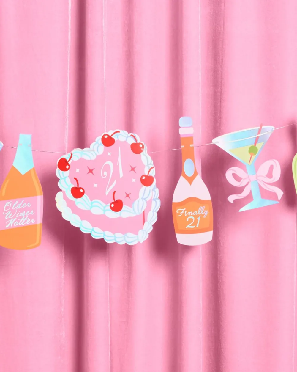 Best xo, Fetti 21st Birthday Banner - cocktail garland