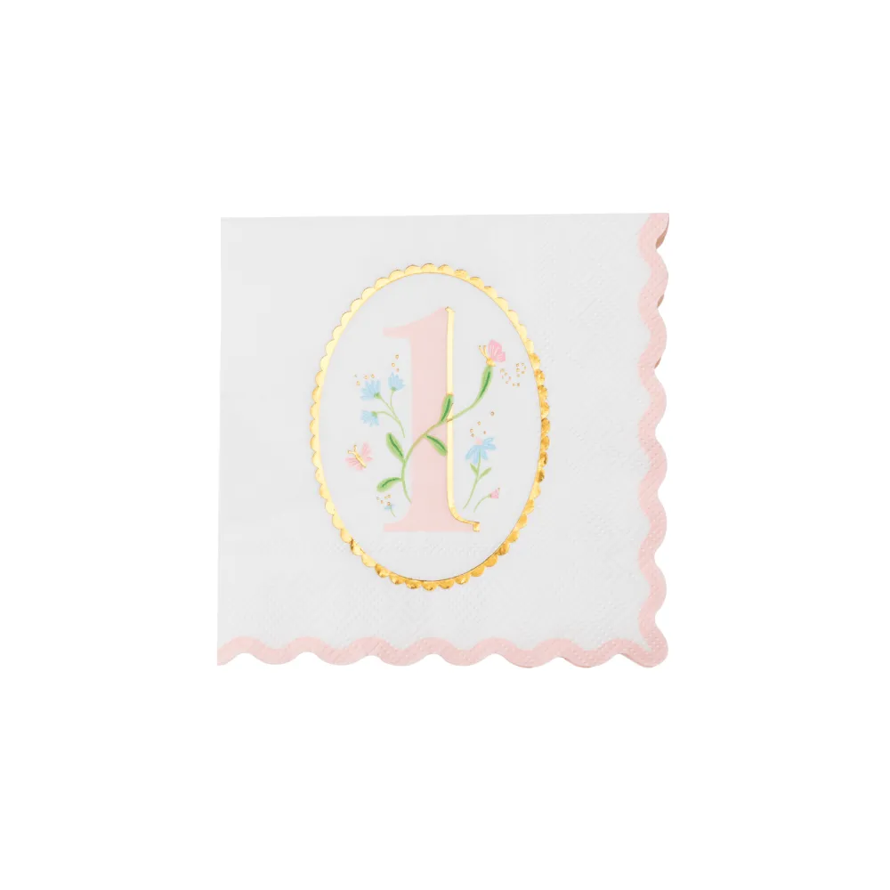 New Bonjour Fete 1st Birthday Petal Pink Small Napkins