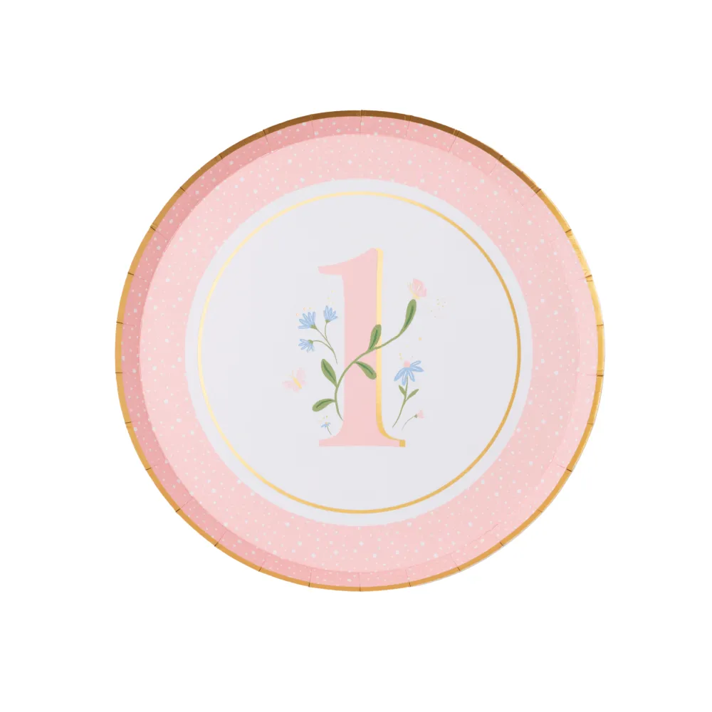 Clearance Bonjour Fete 1st Birthday Petal Pink Small Plates