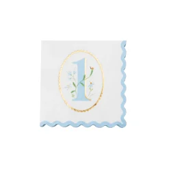 Online Bonjour Fete 1st Birthday Sky Blue Small Napkins