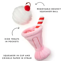 New The Foggy Dog Strawberry Milkshake Interactive Snuffle Dog Toy