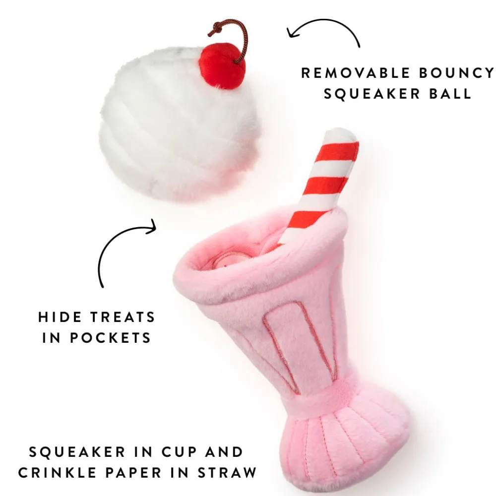 New The Foggy Dog Strawberry Milkshake Interactive Snuffle Dog Toy