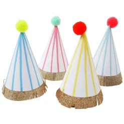 New Meri Meri Stripe Pom Pom Party Hats