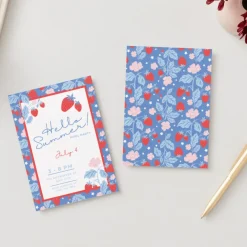 Clearance Bonjour Fete Summer Strawberry Digital Party Invitation Download