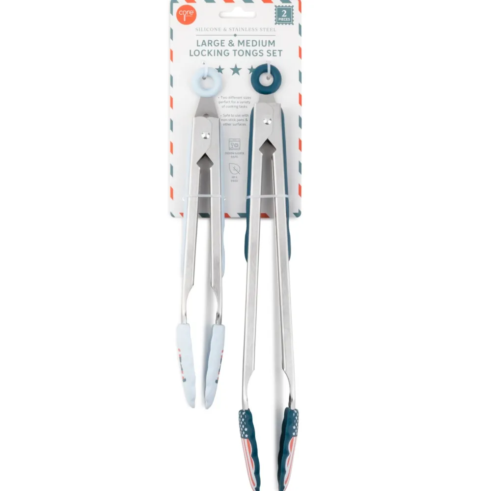 Sale Core Home Summer Themed Locking Tongs Set of 2
