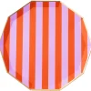 Clearance Bonjour Fete Sunkissed Orange & Lilac Signature Cabana Stripe Large Plates