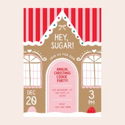 Online Bonjour Fete Sweet Gingerbread Christmas Digital Party Invitation