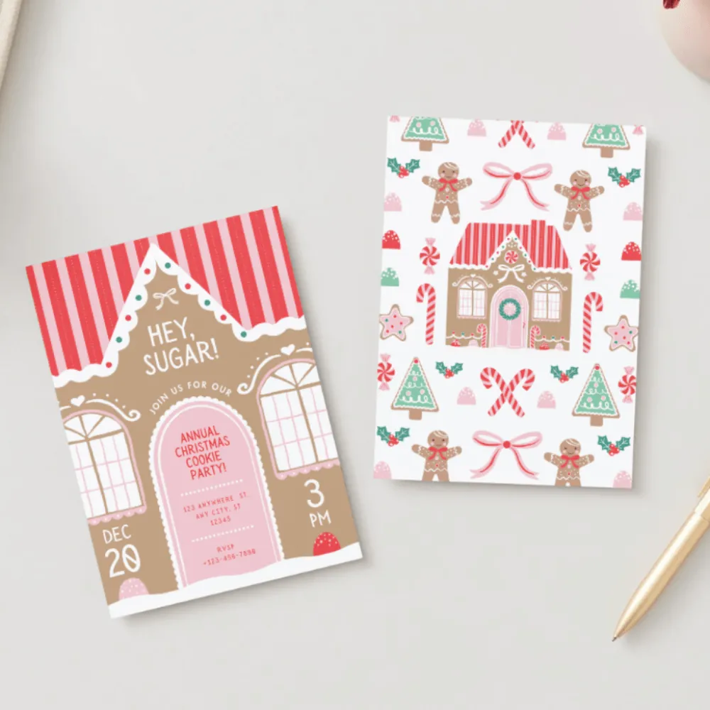 Online Bonjour Fete Sweet Gingerbread Christmas Digital Party Invitation