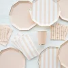 New Bonjour Fete Sweet Peach Signature Cabana Stripe Plates