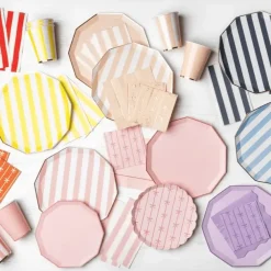 New Bonjour Fete Sweet Peach Signature Cabana Stripe Plates