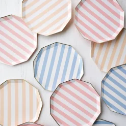 New Bonjour Fete Sweet Peach Signature Cabana Stripe Plates