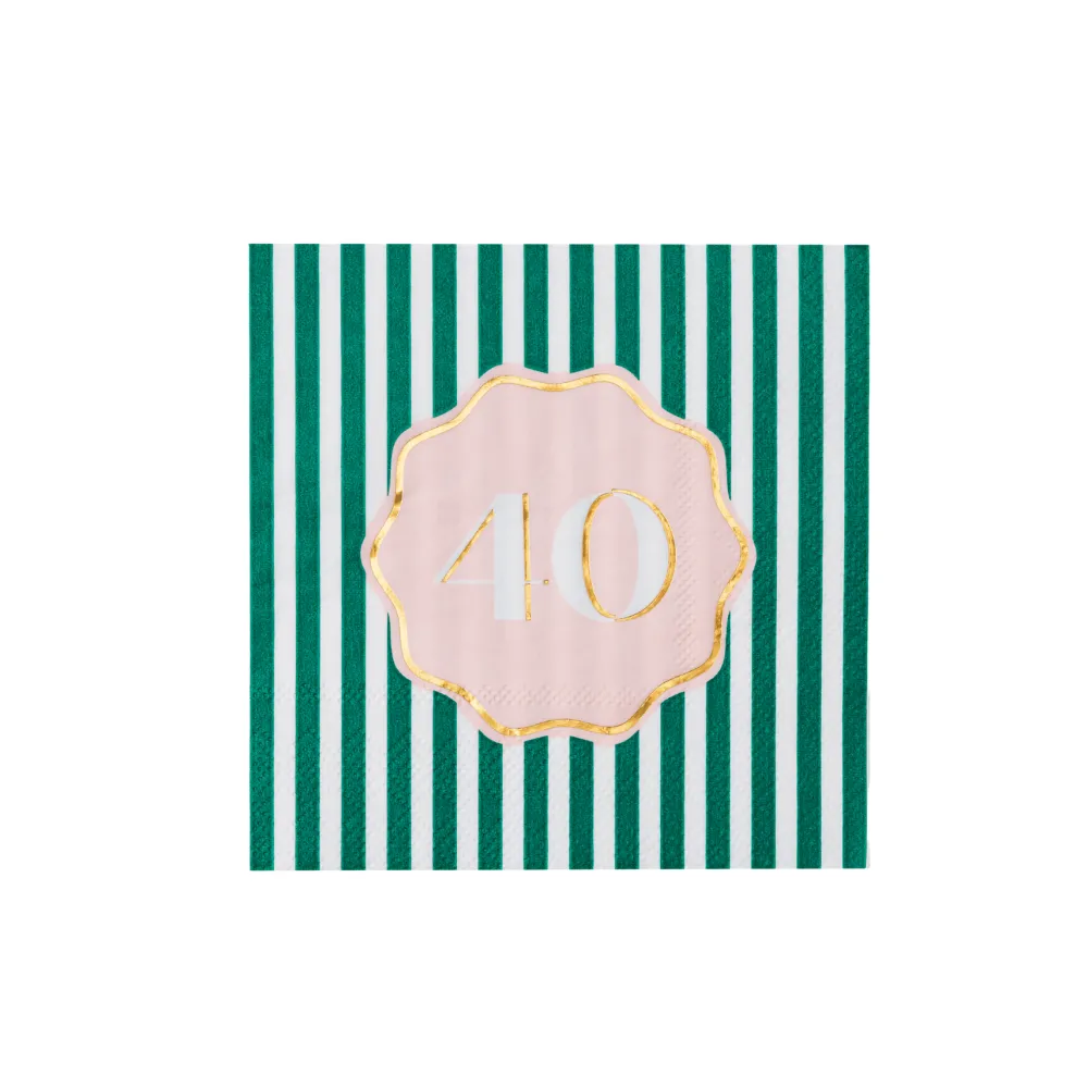 New Bonjour Fete 40th Birthday Cocktail Napkins