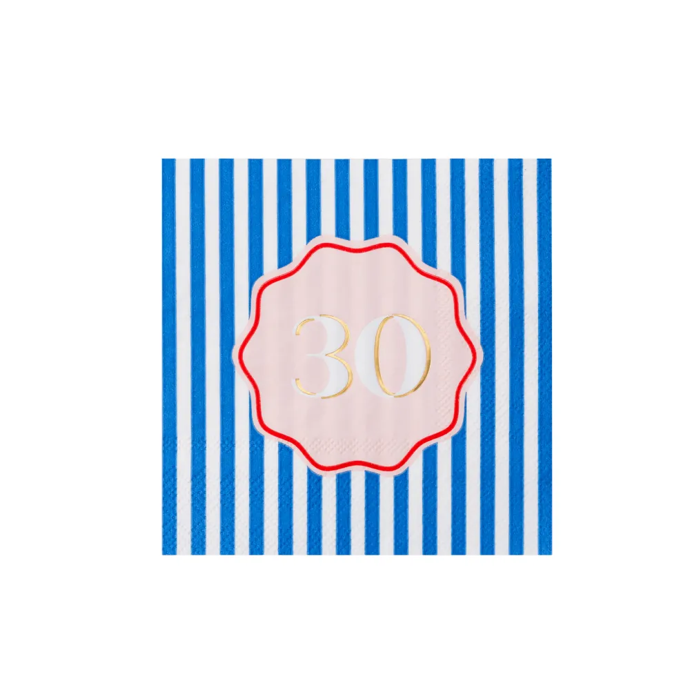 New Bonjour Fete 30th Birthday Cocktail Napkins