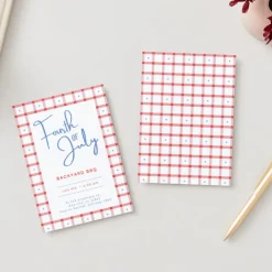 Discount Bonjour Fete 4th of July Gingham Digital Party Invitation Download