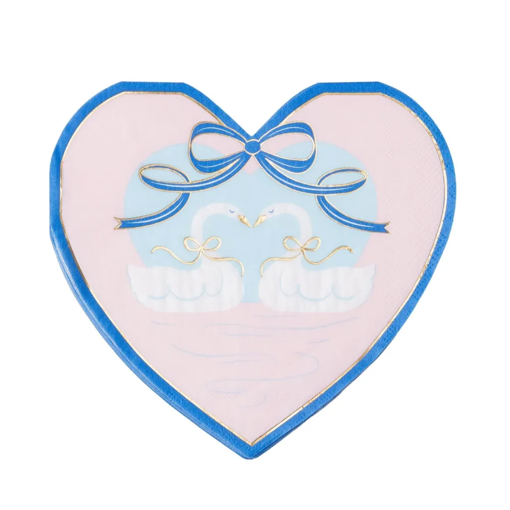 New Bonjour Fete Tying the Knot Swan Heart Napkins
