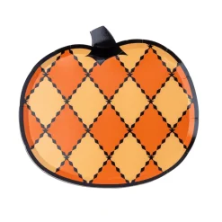 Bonjour Fete Vintage Halloween Harlequin Pumpkin Plates