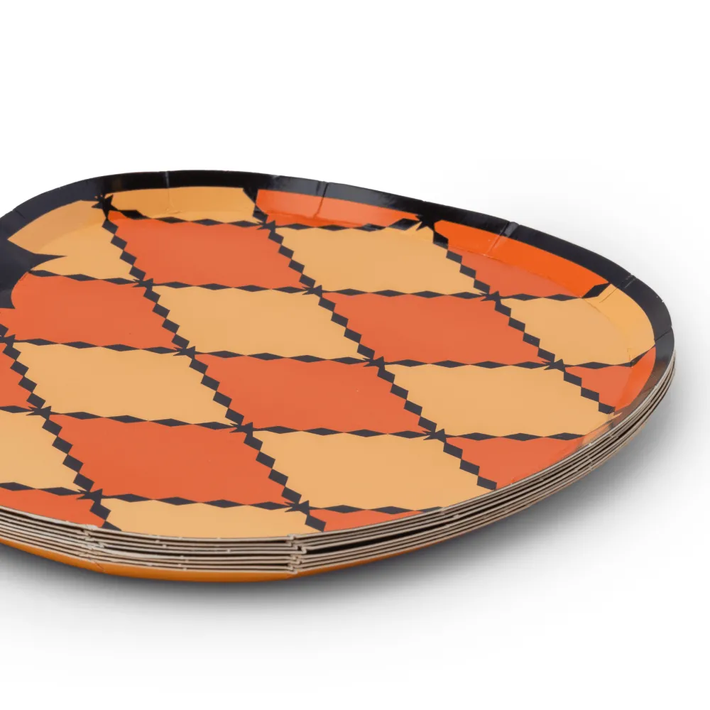 Bonjour Fete Vintage Halloween Harlequin Pumpkin Plates
