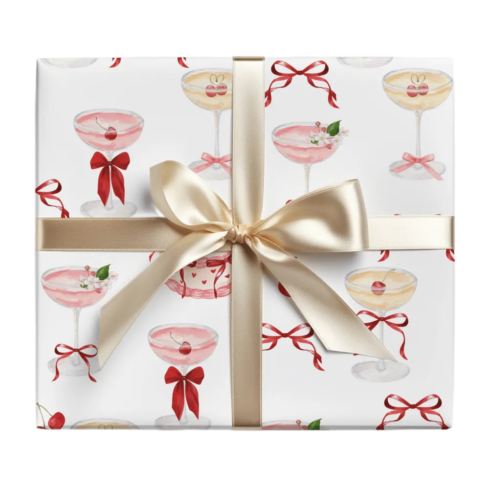 JOSIL Paperie & Gift Whimsical Cocktails & Cake Gift Wrap Sheets
