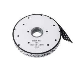 Online Bonjour Fete White & Black Polka Dot Double Sided Grosgrain Ribbon