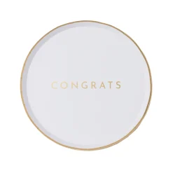 Hot Bonjour Fete White & Gold Congrats Small Plates