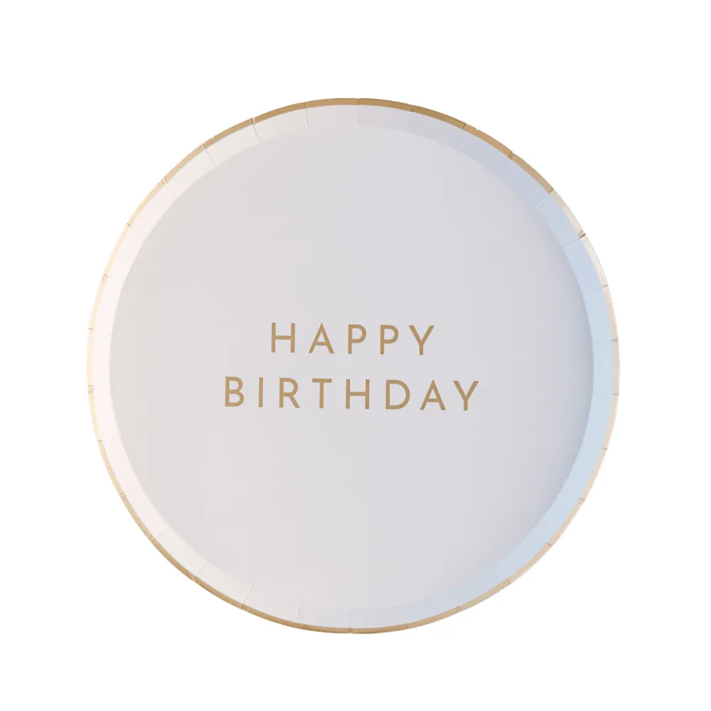 Sale Bonjour Fete White & Gold Signature Happy Birthday Small Plates
