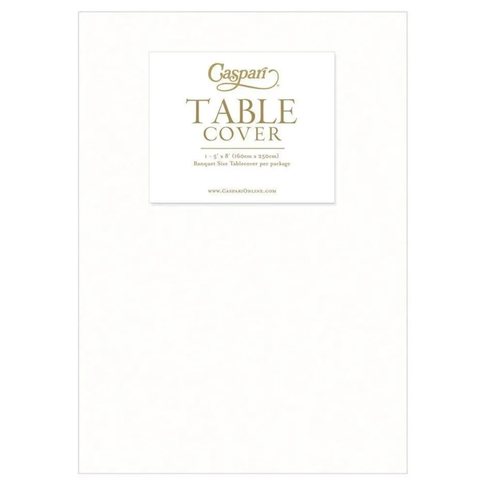 New Caspari White Paper Linen Like Table Cover