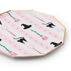 Hot Bonjour Fete Witch Hat & Broom Large Plates