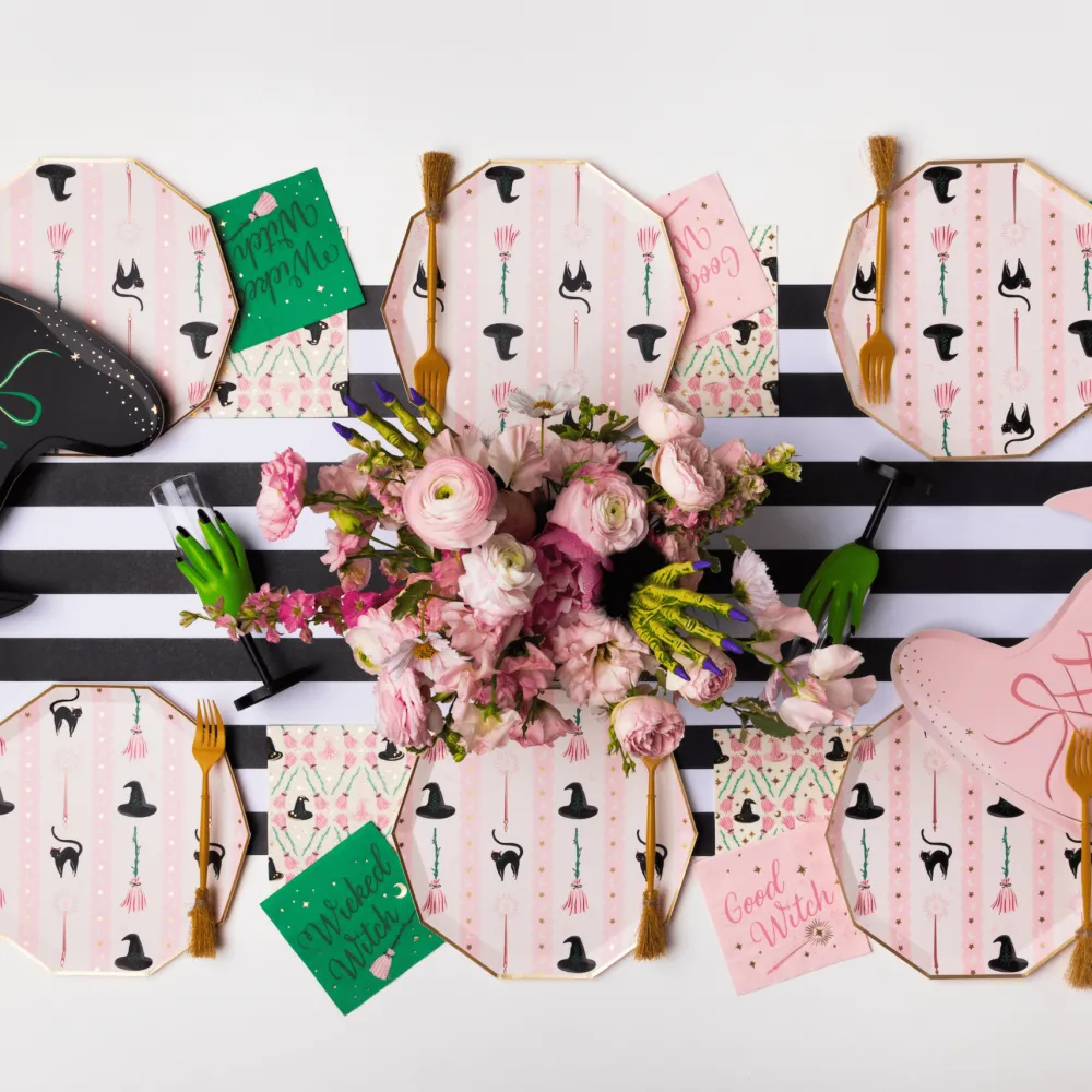 Hot Bonjour Fete Witch Hat & Broom Large Plates