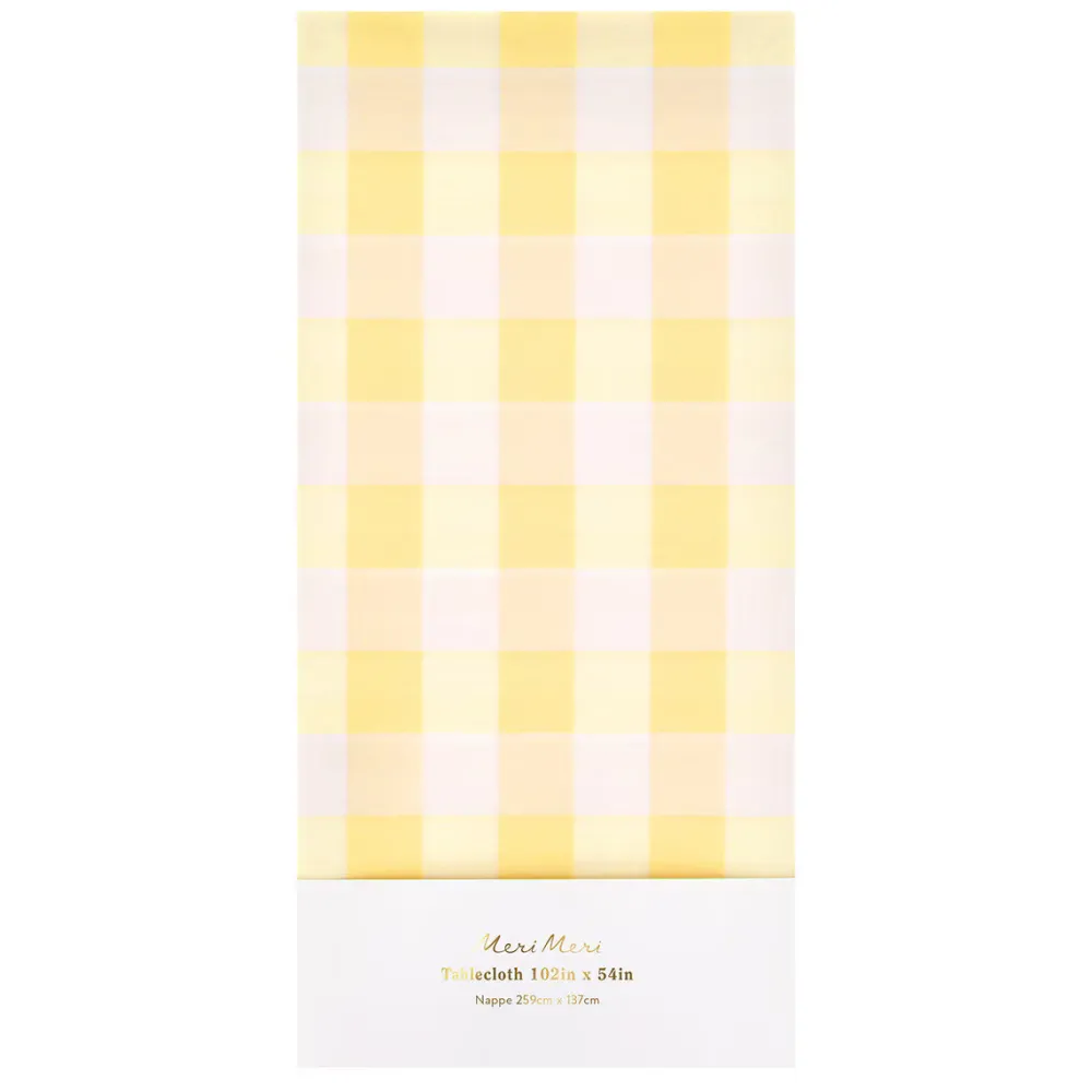 Online Meri Meri Yellow Gingham Paper Tablecloth