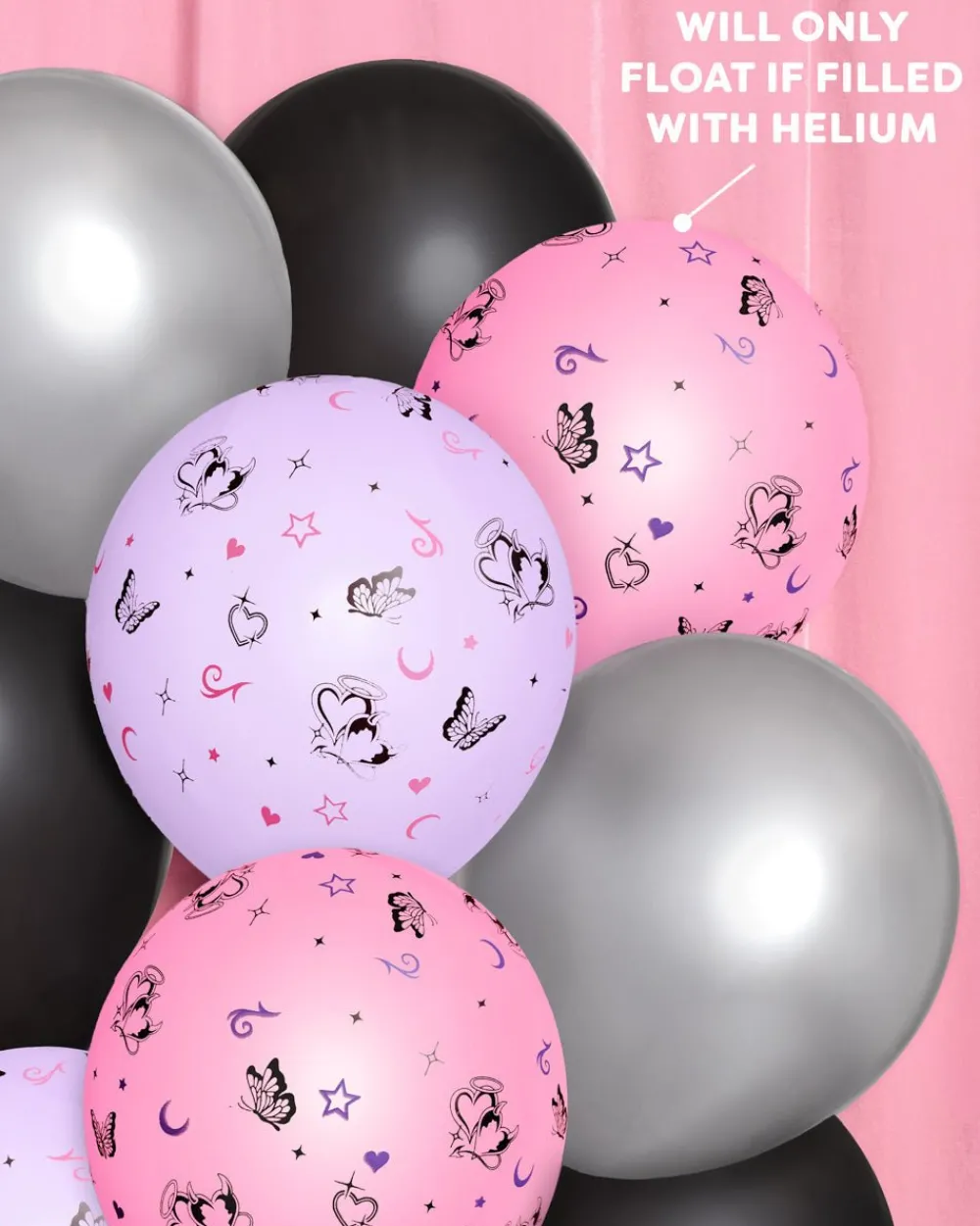 Outlet xo, Fetti Y2K Butterfly Latex Balloons
